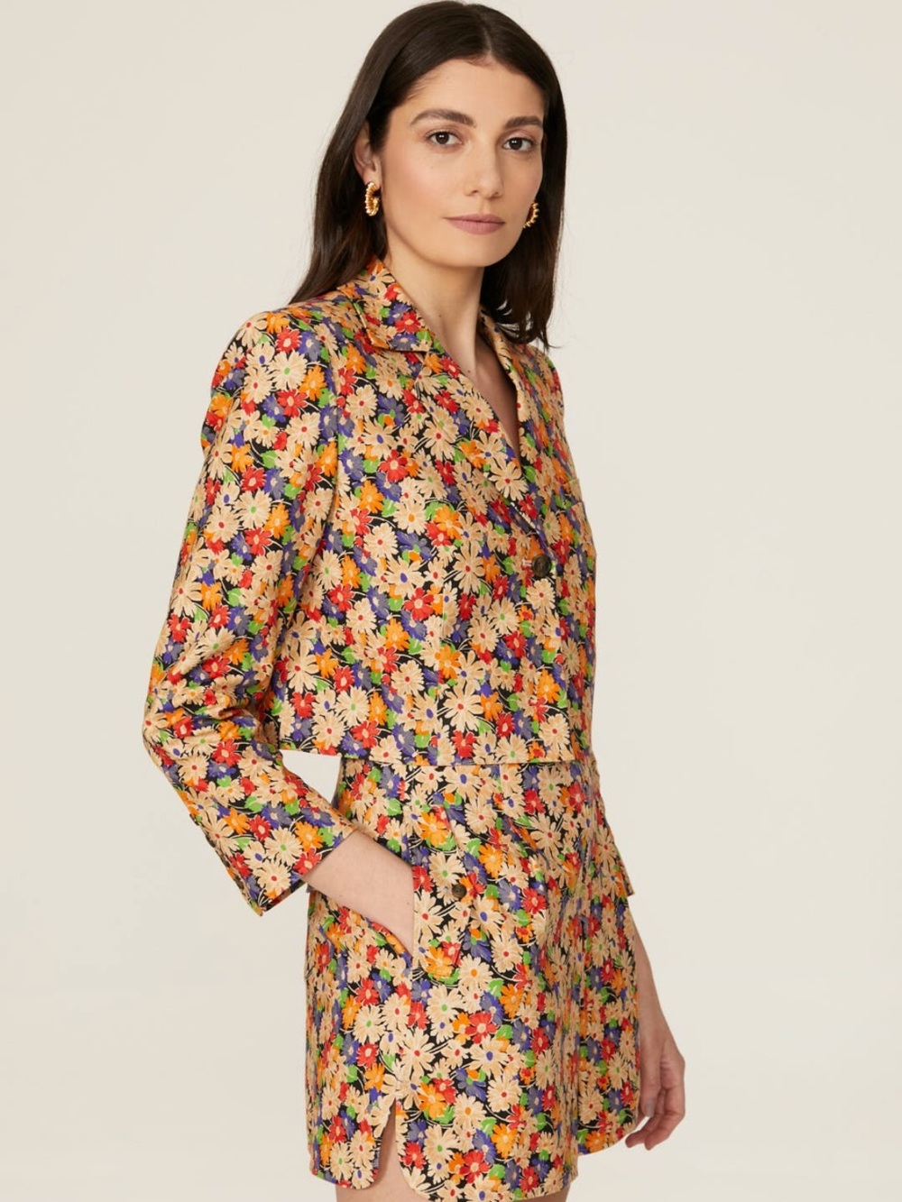 Something Navy - Crop Floral Blazer - S